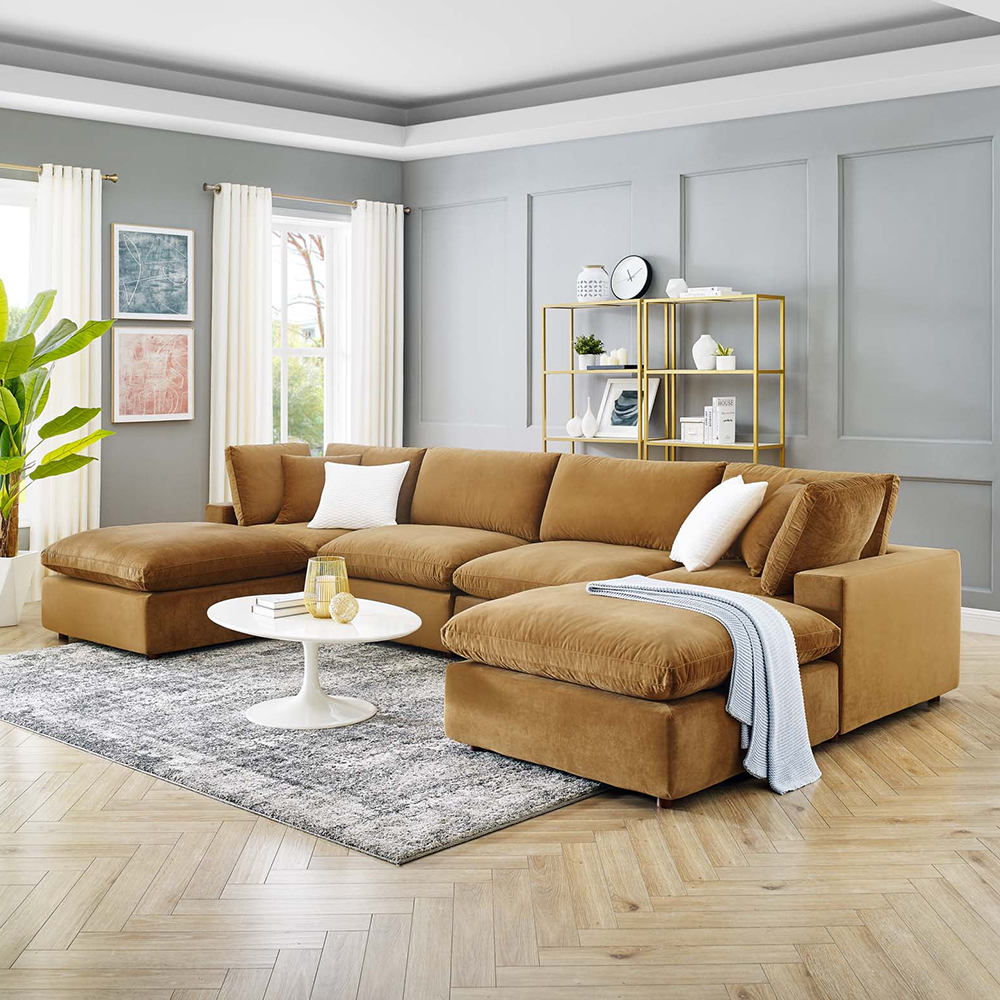 Velvet Sectional Sofa Seat - تصویر 3